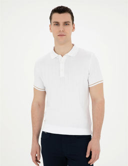 Ekru Slim Fit D__meli Polo Yaka Triko Ti__rt - Pierre cardin фото 3