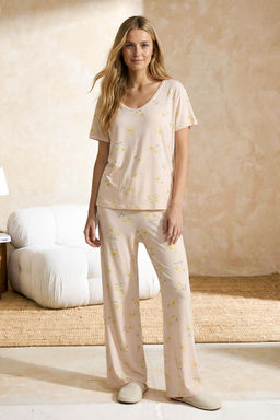 Somon Cicekli Viskon Suprem Orme Pijama Tak?m? THMSS26PT00023 - Trendyolmilla фото 9
