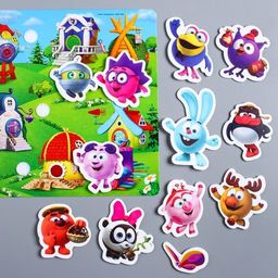 Развивающая игра на липучках, конструктор Веселые липучки. Кто где живет?, Смешарики