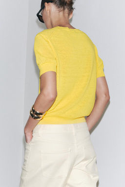 SHORT SLEEVE KNIT LINEN BLEND TOP - Zara фото 9