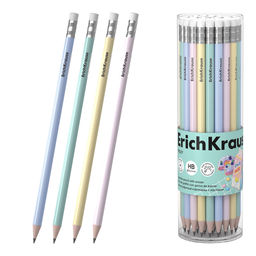 Цена за 42 шт. Чернографитный карандаш ErichKrause Milky, круглый, с ластиком, НВ (в тубусе по 42 шт.)