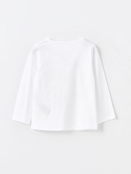 Bisiklet Yaka Uzun Kollu Bask?l? K?z Bebek Ti??rt - Waikiki фото 2