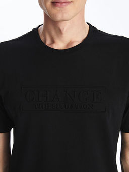 Bisiklet Yaka K?sa Kollu Bask?l? Penye Erkek Ti??rt