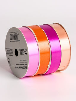 Цена за 4 шт. Лента упаковочная для декора и подарков, розовый МИКС, 2 см × 45 м