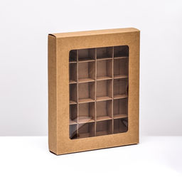 Коробка для 20 конфет, крафт, 17.7×22×3.5 см