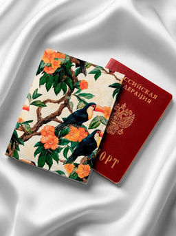 Кожаная обложка для паспорта с принтом wh-LeatherCover-olga-toucans