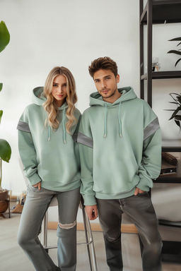 Mint Oversize/Genis Kesim Kapusonlu Reflektor Detayl? Ici Polarl? Sweatshirt TMNSS20SW0205