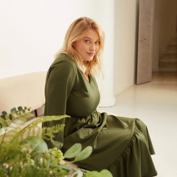 Платье женское миди MIST plus-size, зелёное, размер 56