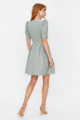 Mint Kruvaze Yaka Skater/Belden Ac?lan Mini Dokuma Elbise TWOSS20EL1639