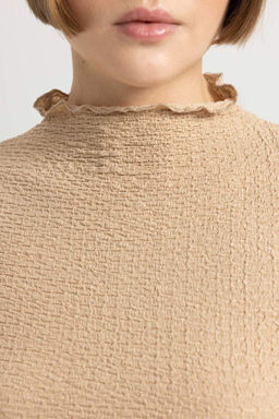 Облегающая футболка с длинным рукавом и полуводолазкой - Defacto фото 5