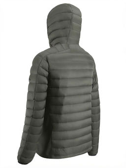 Куртка мужская гибридная стёганая с капюшоном с графеновой подкладкой цвета хаки 9621_1Kh