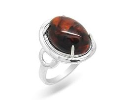 Кольцо из серебра янтарь, КП13