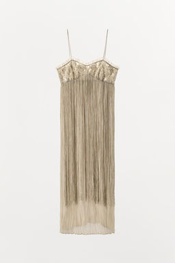 EMBROIDERED FRINGED COMBINATION DRESS - Zara фото 6
