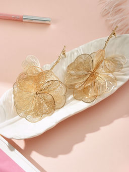 Серьги металл «Цветок» веточка, цвет золото