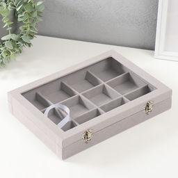 Шкатулка для браслетов «Серый туман», бархат, 5×20×28 см