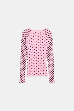 CAMISETA SUPIMA® MANGA LARGA LUNARES / Rosa - Zara фото 6