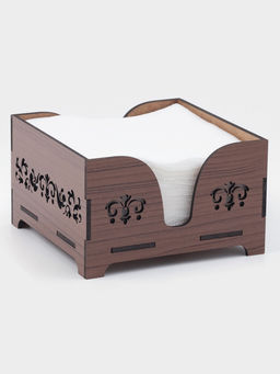 Салфетница деревянная Доляна «Орех», 12.5×12.5 см, с салфетками, коричневая