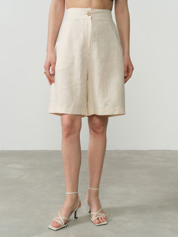 Шорты льняные 630 бежевые