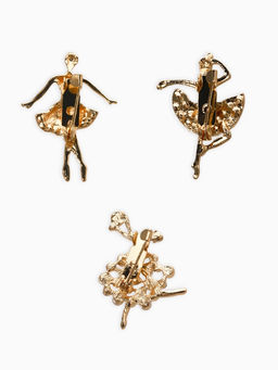 Броши "Балеринки" (набор 3шт), цвет микс в золоте
