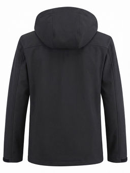 Ветровка мужская софтшелл виндстоппер с капюшоном спортивная черного цвета 9617_1Ch