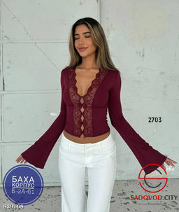 Лонгслив женский с кружевами - Bruno фото 2