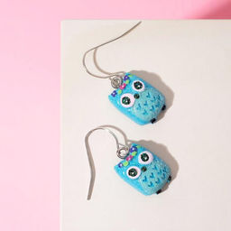 Серьги "Выбражулька" совы, цвет голубой в серебре