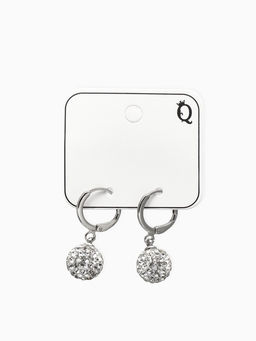 Серьги со стразами Шамбала сияние, белые в серебре