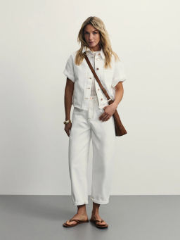 Джинсовая рубашка с коротким рукавом / Zarina фото 2