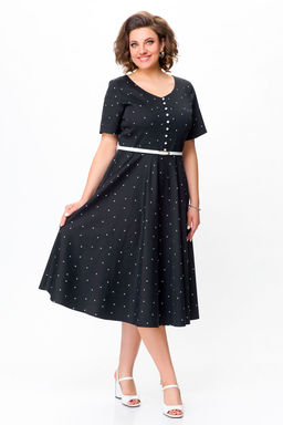 Платье Swallow 719.1 черный+белый горох