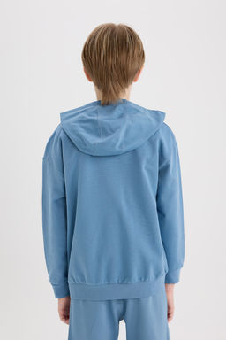 %100 Pamuk Bask_l_ Kap__onlu Fermuarl_ Sweatshirt Erkek _ocuk - Defacto фото 9