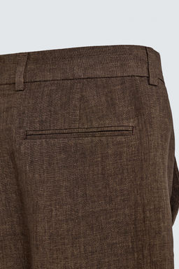 PANTAL?N REGULAR FIT TRAJE 100% LINO / Marr?n oscuro - Zara фото 8