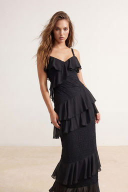 Siyah Ask_l_ _rme Dantel Maxi Astarl_ Abiye Elbise TPRSS26EL00264