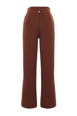 Kahverengi Wide Leg/Genis Paca Dokuma Kumas Pantolon TWOAW22PL0139