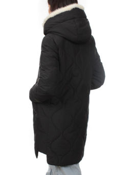 310 BLACK/WHITE Пальто зимнее стеганое женское (200 гр. холлофайбер, натуральная норка) - Фабричный китай фото 8