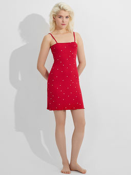 Сорочка ночная женская красная с принтом в сердечко - Mark formelle фото 4