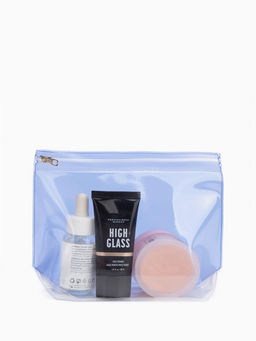 Цена за 3 шт. Косметичка для бассейна с застёжка зип-лок, без рисунка, прозрачная/синяя