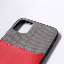 Чехол Luazon для iPhone 11, с отсеком под карты, текстиль+кожзам, красный