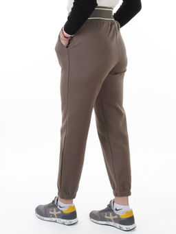 2804 GRAY/GREEN Брюки спортивные утепленные женские (95% хлопок, 5% спандекс)