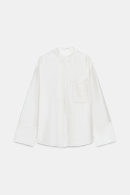CAMISA BOLSILLO BORDADO ZW COLLECTION / Blanco - Zara фото 6