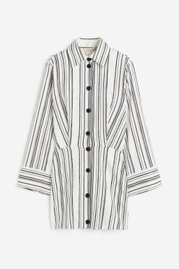 Vestido camisero en mezcla de lino