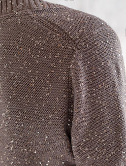 Джемпер с V вырезом и коротким рукавом из хлопковой пряжи с пайетками - Vilatte фото 4