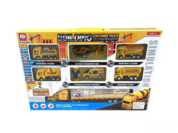 Набор "Fenming" 7шт. "Стройтехника инерц. 6шт. + фура 29см + строитель" (399-256D) в коробке