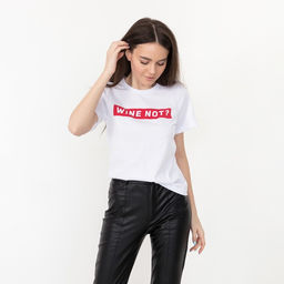Футболка женская KAFTAN «WINE NOT», белый, р-р 48-50