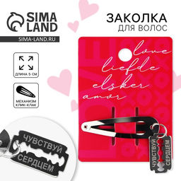 Цена за 2 шт. Заколка для волос Love, 5×1.5 см