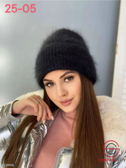 Шапка из ангоры внутри флис