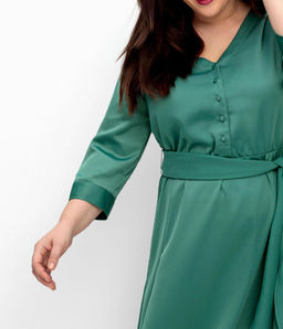 Сатиновое вечернее платье, зеленое - Sheego фото 5