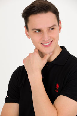 Мужская черная базовая футболка с воротником поло - U.s. polo assn фото 3