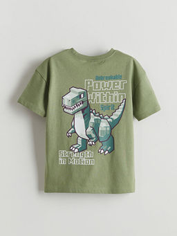 Bisiklet Yaka Dinozor Bask?l? Erkek ?ocuk Ti??rt