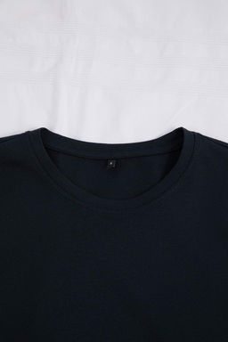 Koyu Lacivert Regular/Normal Kesim Alt Cizgili Orme Pijama Tak?m? TMNSS26PT00036 - Trendyolmilla фото 2