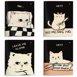 Цена за 2 шт. Книжка записная А6 98х140 мм 32 л. клетка LOREX MOOD CAT мягкая обложка с дизайном, soft t...